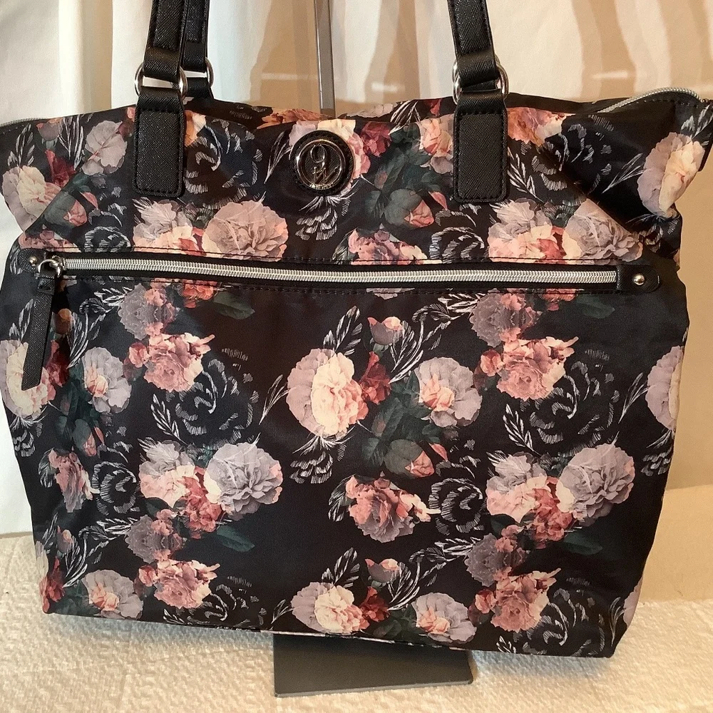 EUC Nine West‎ Tote Floral black/rose